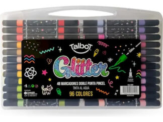 Marcador Talbot Doble Punta Pincel Glitter Valija X48u. Variado