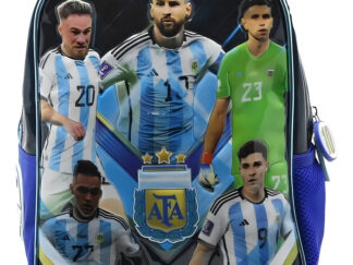 Mochila Escolar Cresko Messi Argentina 12p Carrito Rueditas Color Celeste Diseño De La Tela Af103
