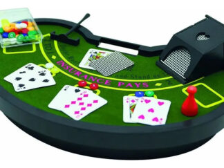 Juego De Blackjack Mini De Mesa Cartas Portacartas 54 Fichas