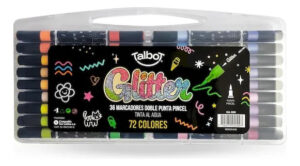 Marcador Glitter Talbot Doble Punta Valija X 36 Unidades Multiples Colores