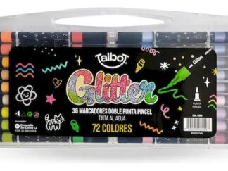 Marcador Glitter Talbot Doble Punta Valija X 36 Unidades Multiples Colores