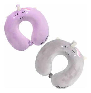 Almohada De Viaje Para Cuello Viscoelástica Infantil Color Gris Diseño De La Tela Unicornio