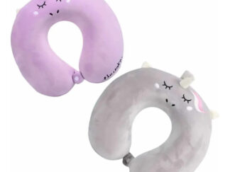 Almohada De Viaje Para Cuello Viscoelástica Infantil Color Gris Diseño De La Tela Unicornio