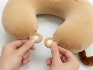 Almohada De Viaje Para Cuello Viscoelástica Infantil Color Marrón Diseño De La Tela Gatito