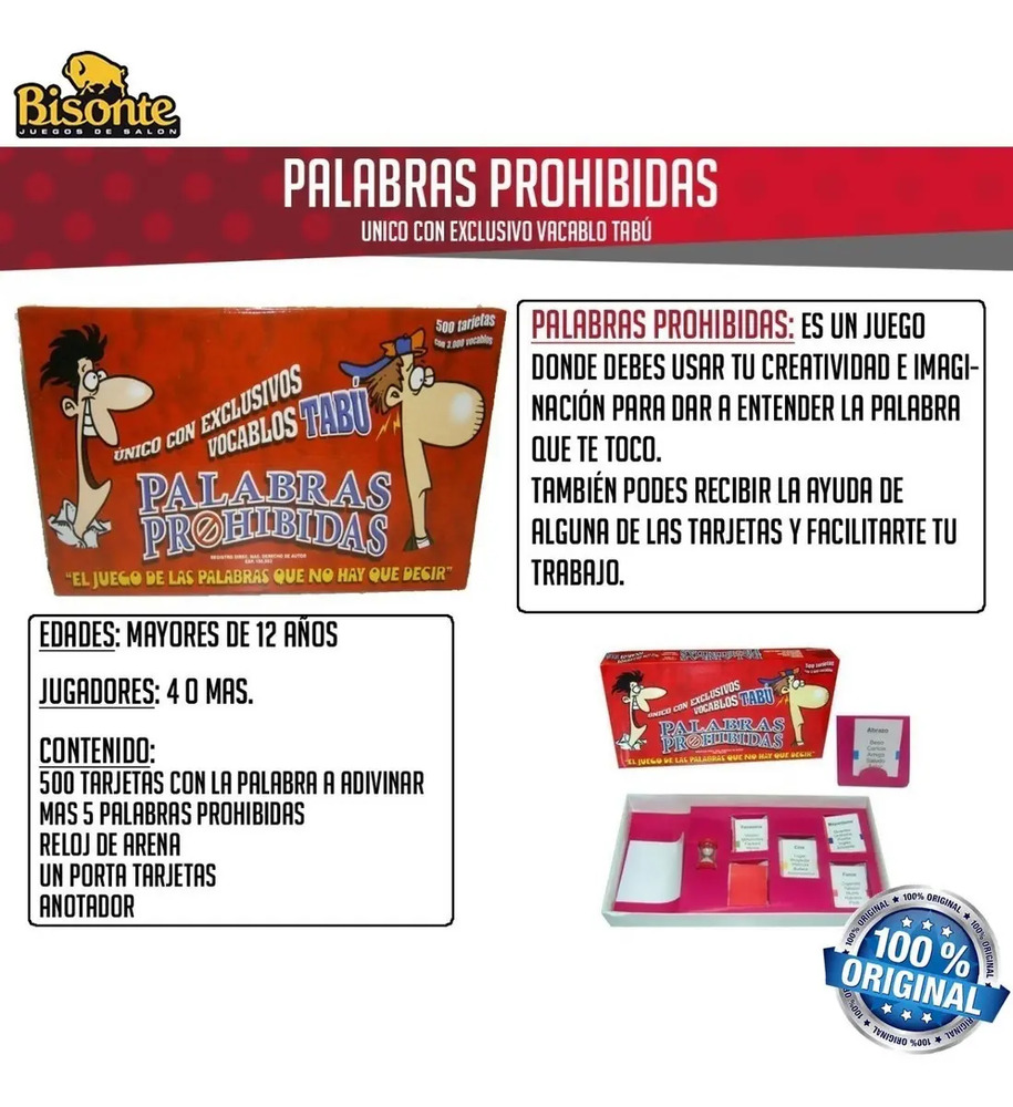 Juego De Mesa Bisonte Palabras Prohibidas - Imagen 4