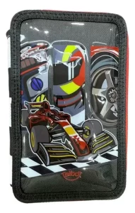 Cartuchera Canopla Escolar 3 Pisos Cierre Super Teens Talbot Color Negro Racing