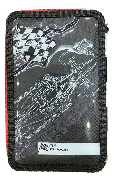 Cartuchera Canopla Escolar 3 Pisos Cierre Super Teens Talbot Color Negro Racing - Imagen 6