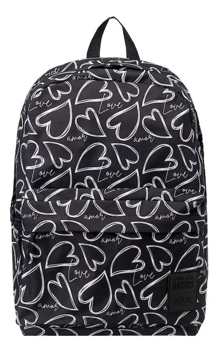 Mochila Estampada De Espalda Talbot 43cm 17 Pulgadas Escolar Color Corazón Diseño De La Tela Tampa