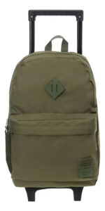 Mochila Lisa Con Carro Talbot 43,5cm 17 Pulgadas Escolar Color Verde Liso