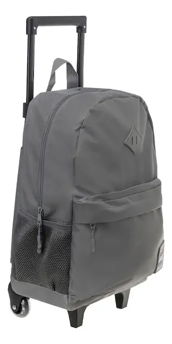 Mochila Lisa Con Carro Talbot 43,5cm 17 Pulgadas Escolar Color Gris Oscuro Liso - Imagen 2