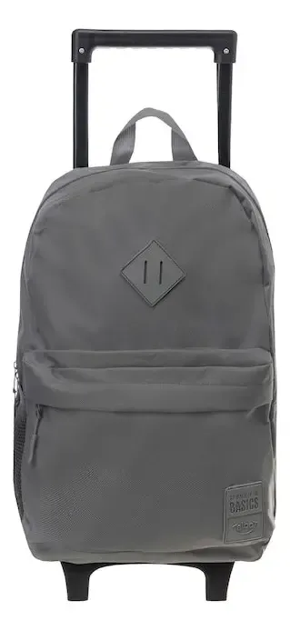 Mochila Lisa Con Carro Talbot 43,5cm 17 Pulgadas Escolar Color Gris Oscuro Liso
