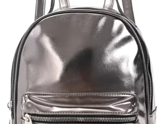 Mochila Skora Metalizada Urbana Mujer Dama Teen Color Plata Liso