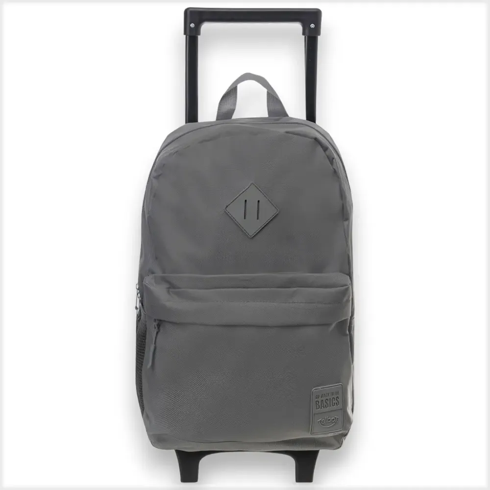 Mochila Lisa Con Carro Talbot 43,5cm 17 Pulgadas Escolar Color Gris Oscuro Liso - Imagen 3