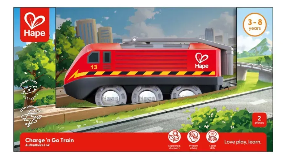 Locomotora De Tren Accionada Por Manivela Hape Locomotora Rojo - Imagen 5