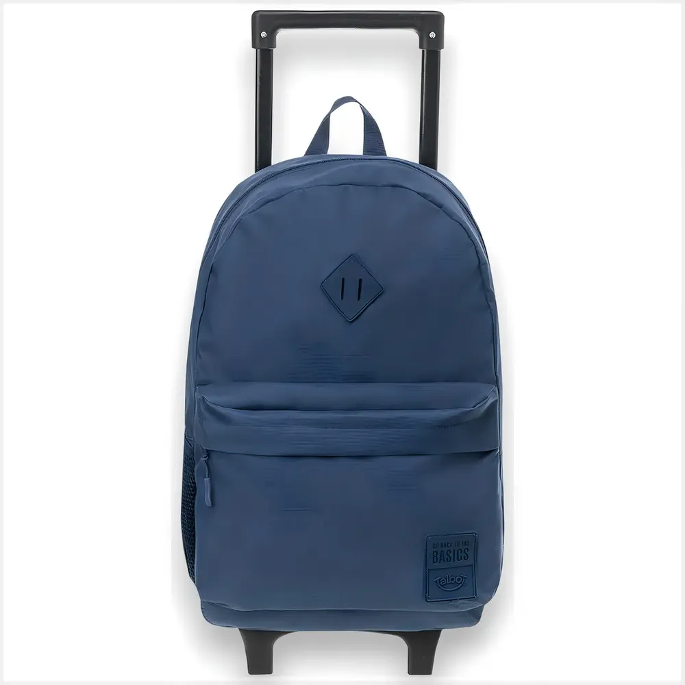 Mochila Escolar Azul Con Carro Talbot 23l Poliéster Resistente 17 Pulgadas Liso - Imagen 3