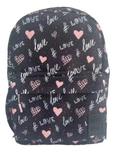 Mochila Estampada De Espalda Talbot 43cm 17 Pulgadas Escolar Color Negro Diseño De La Tela Love