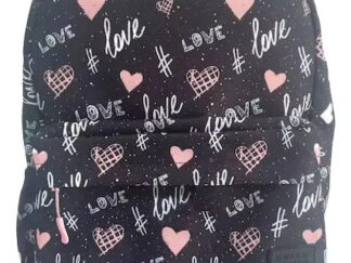 Mochila Estampada De Espalda Talbot 43cm 17 Pulgadas Escolar Color Negro Diseño De La Tela Love